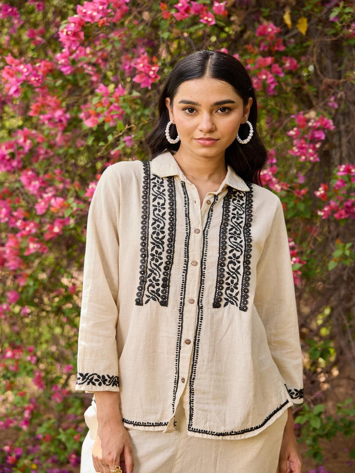 House of Chikankari Women Off White Cotton Chikankari Sulam Baju