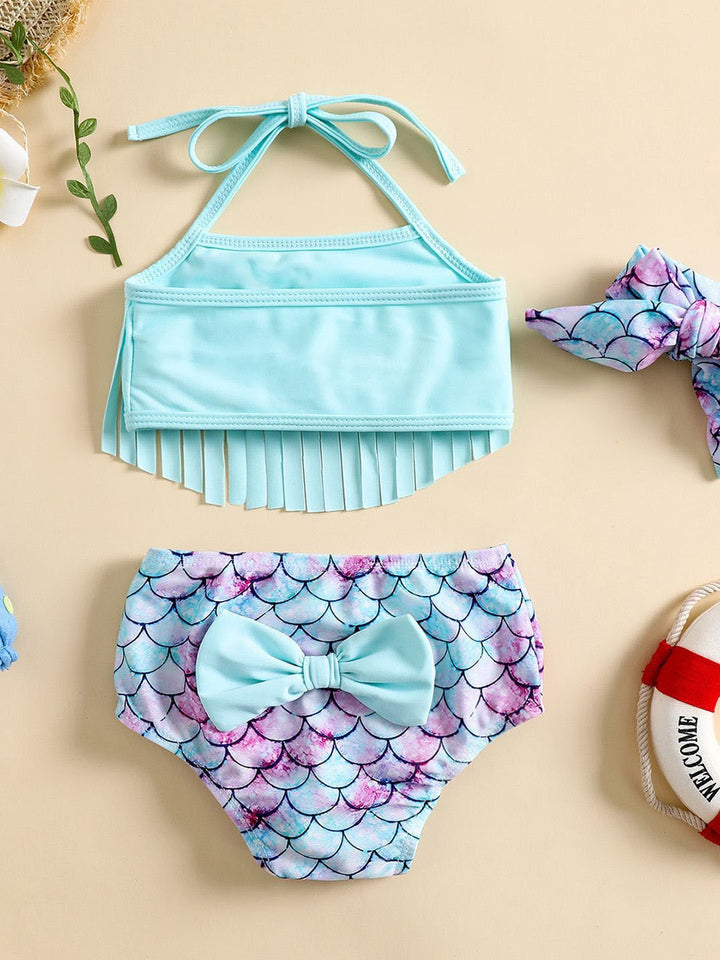 YK Infant Girls Printed Top & Shorts Swim Set