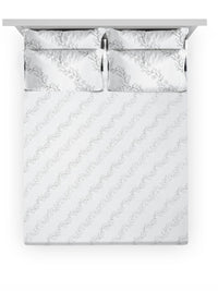 KLOTTHE Off White Printed Flat 400TC Pure Cotton Super King Bedsheet & 4 Pillow Covers