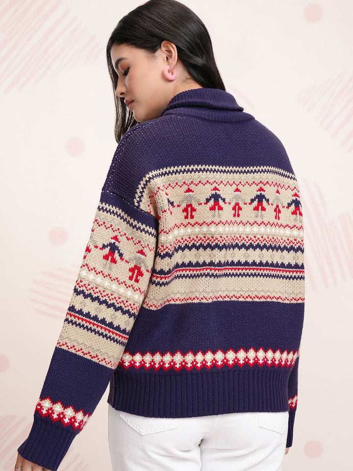ESPYR By Tokyo Talkies Women Cable Knit Pullover with Zip Detail Detail