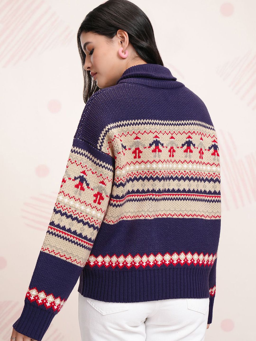 ESPYR By Tokyo Talkies Women Cable Knit Pullover with Zip Detail Detail