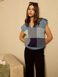 Berrylush Women Checked Sweater Vest