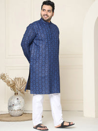 SOJANYA PLUS Ethnic Motifs Band Collar Straight Kurta With Pyjamas
