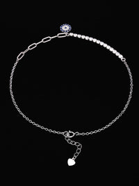 PANASH 925 Sterling Silver Rhodium-Plated Cubic Zirconia Studded Charms Bracelet
