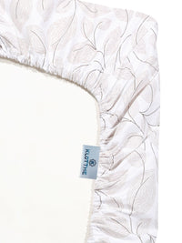 KLOTTHE White Floral Printed Fitted 400 TC Cotton Super King Bedsheet With 2 Pillow Covers