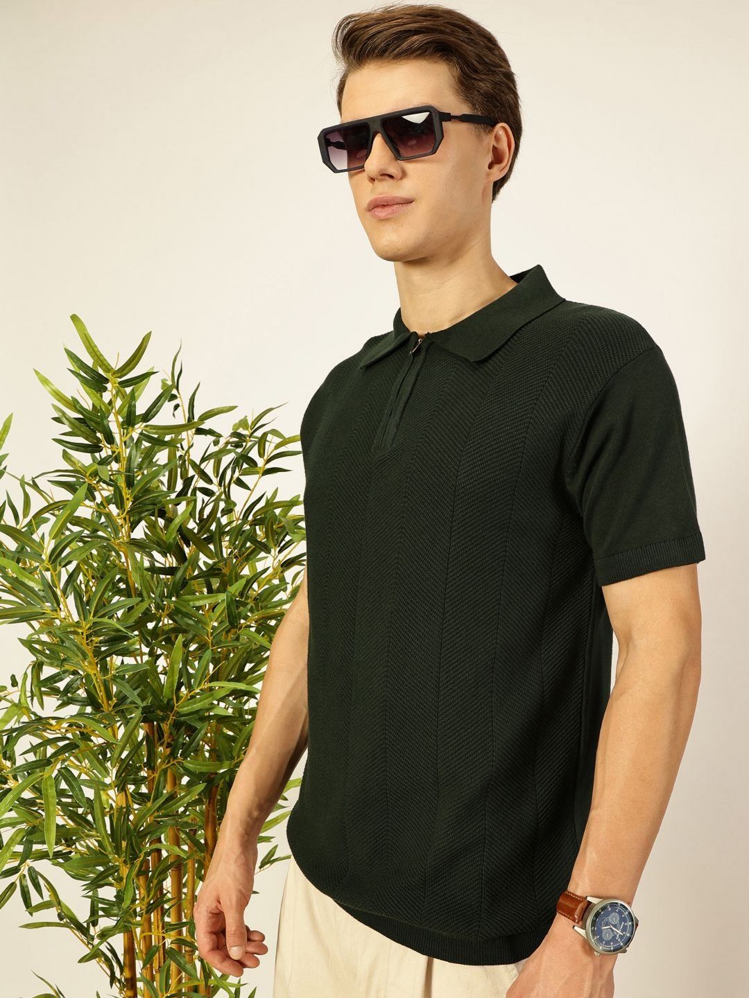 Thomas Scott Men Bio Finish Solid Polo Collar Cotton T-shirt