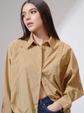 Tokyo Talkies Women Solid Dropshoulder Oversized Fit Shirt