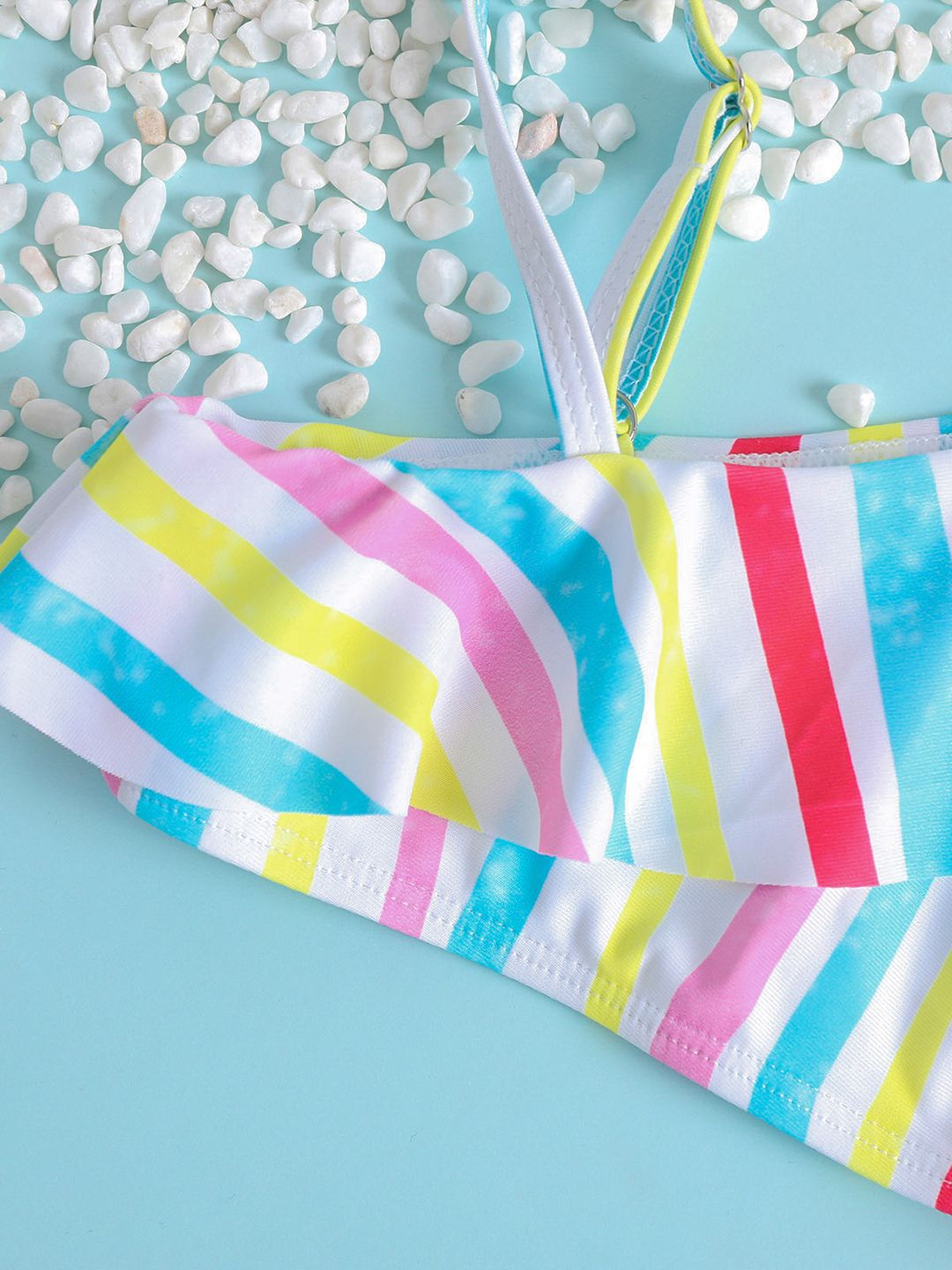 YK Girls Striped Top & Briefs Swim Set