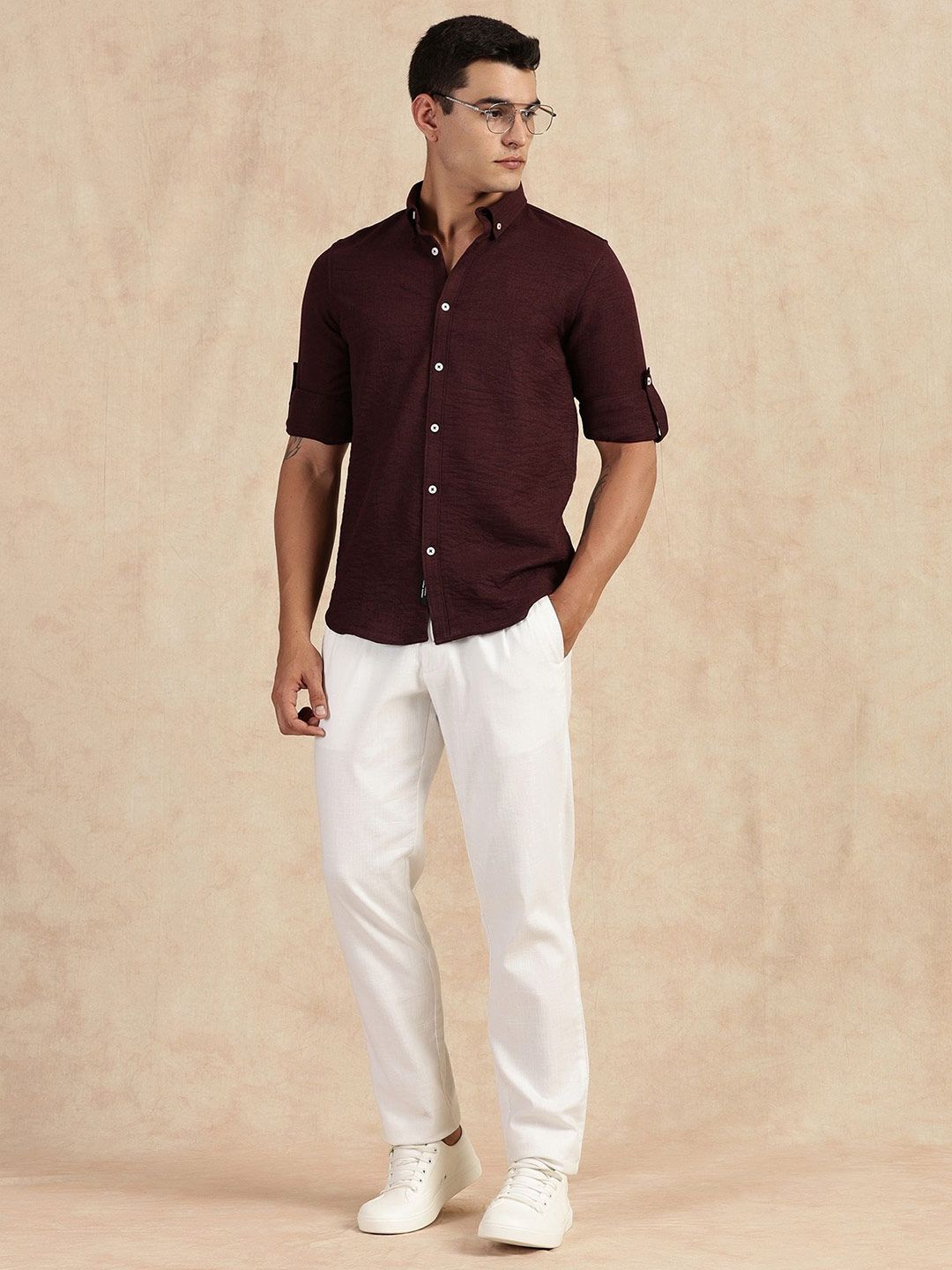 Thomas Scott Men Slim Fit Button-Down Collar Casual Shirt