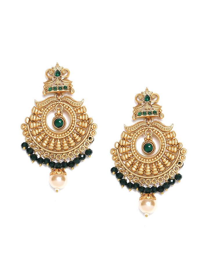 PANASH Gold Plated Beaded Contemporary Drop Earrings