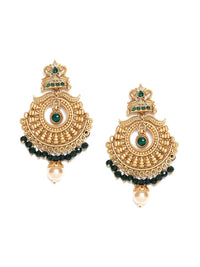 PANASH Gold Plated Beaded Contemporary Drop Earrings