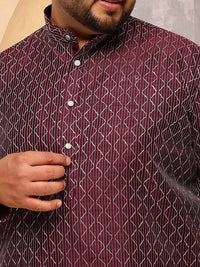 SOJANYA PLUS Men Geometric Printed Festive Silk Straight Kurta