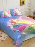 KLOTTHE Blue Cartoon Characters  Printed 400 TC King Superfine Bedsheets