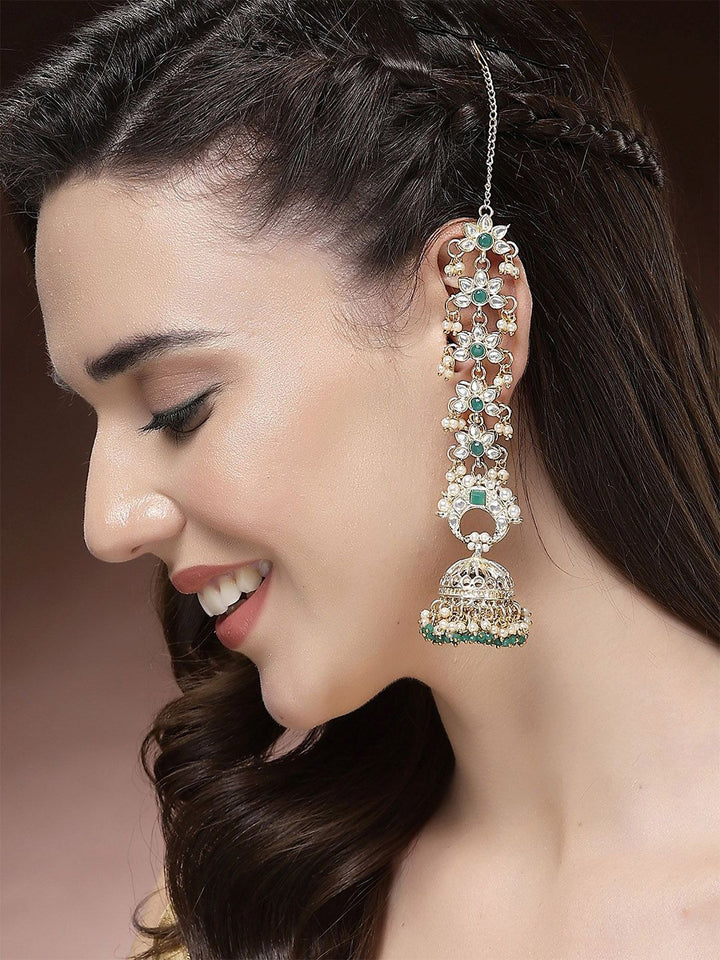 Karatcart Gold Plated Kundan Studded Jhumkas Anting -anting