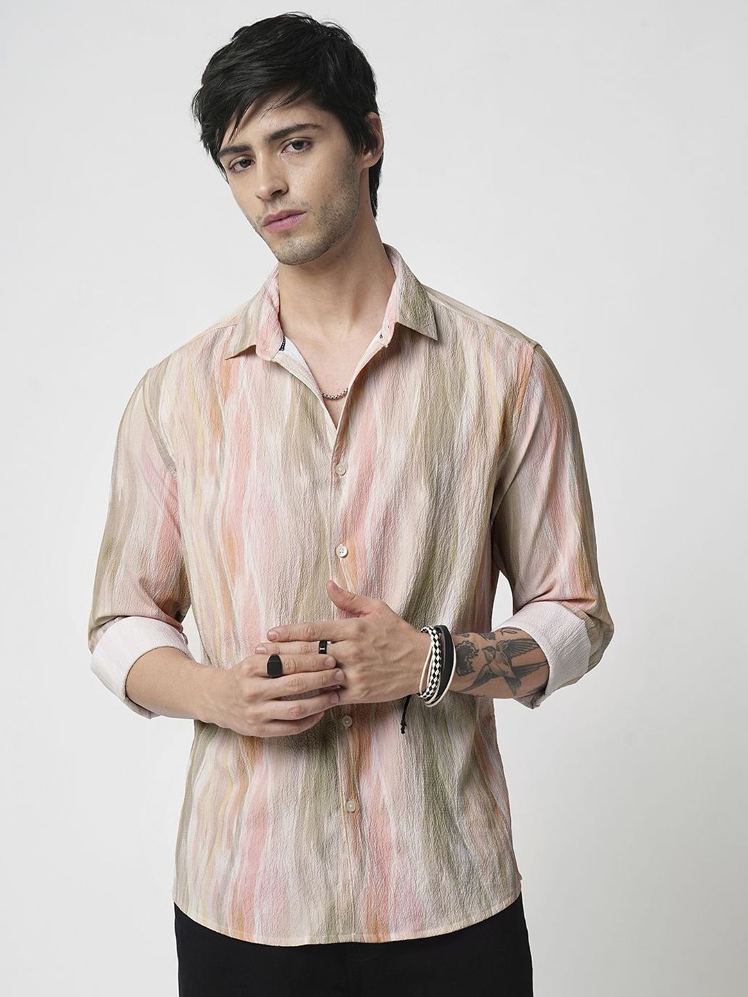 VASTRADO Men Classic Spread Collar Abstract Printed Slim Fit Casual Shirt