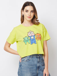 SPYKAR Women Graphic Printed Round Neck Cotton Boxy T-shirt