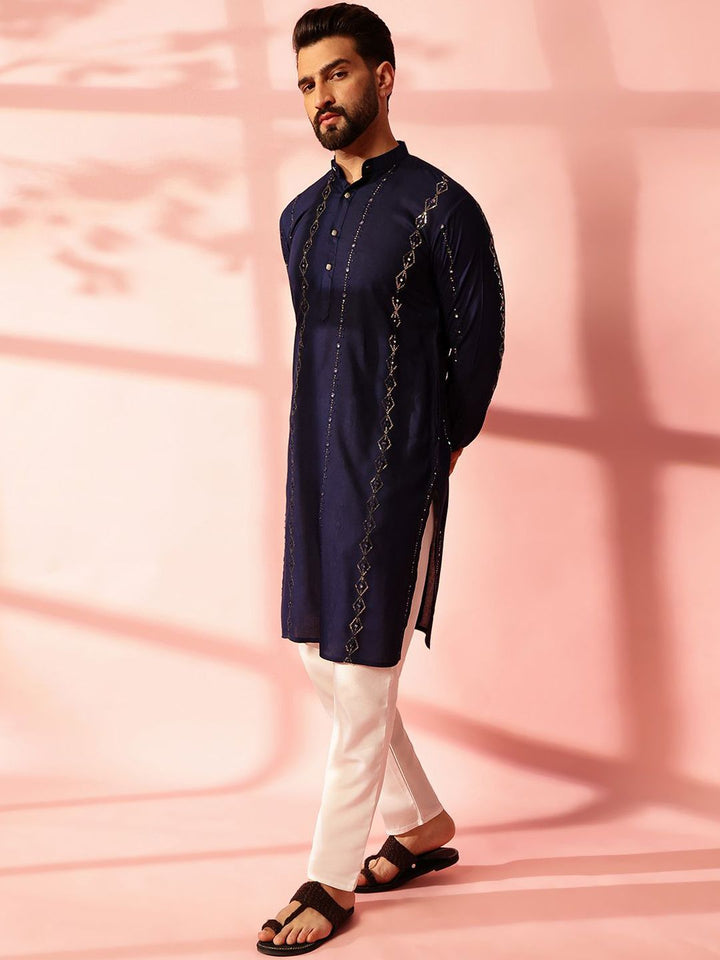 Anouk Men Embroidered Regular Mirror Work Pure Cotton Kurta with Pyjamas