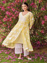 Rumah Wanita Chikankari Kuning Kota Chikankari Sulam Kurta