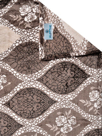 KLOTTHE Brown Floral Printed Fitted 300 TC Woolen Single Bedsheet With 1 Pillow Cover