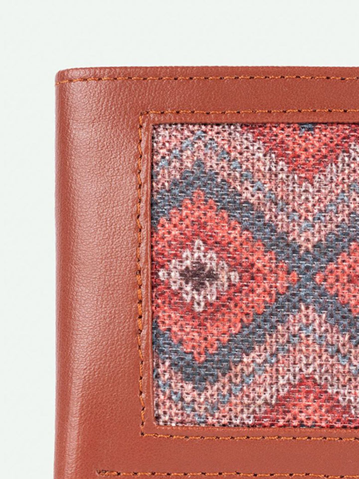 ZOUK Men Geometric Textured Leather Two Fold Wallet
