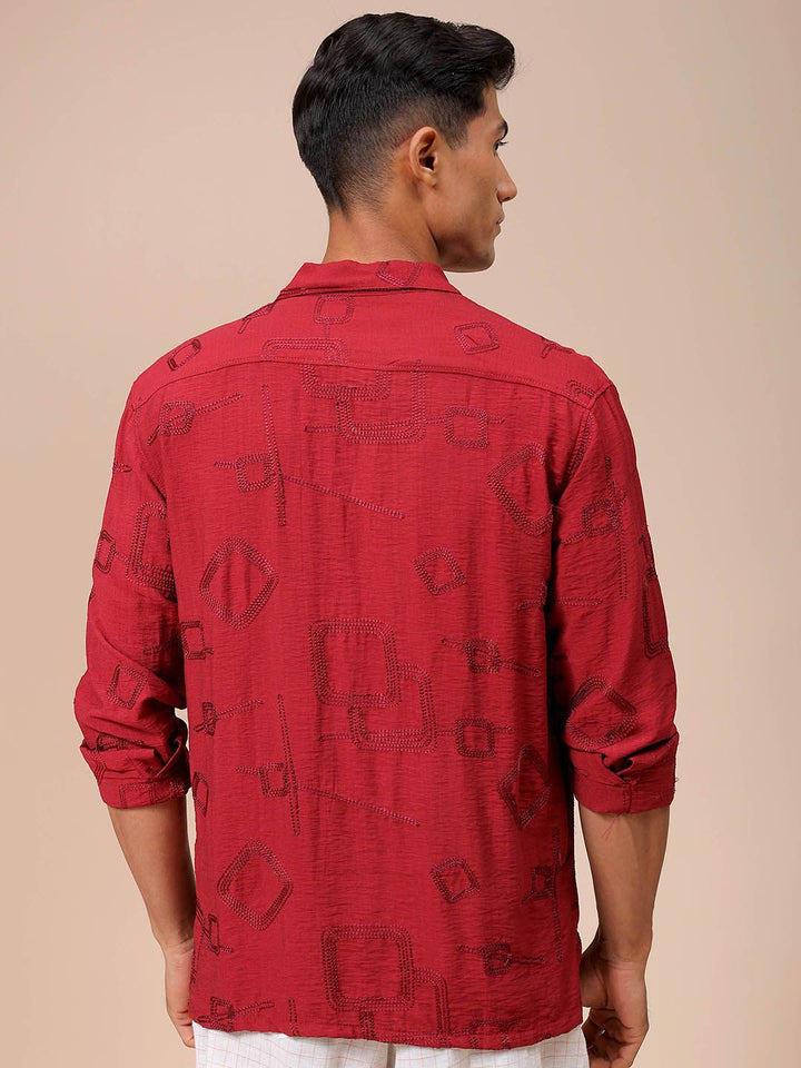 The Indian Garage Co Men Relaxed Fit Embroidery Resortwear Shirt