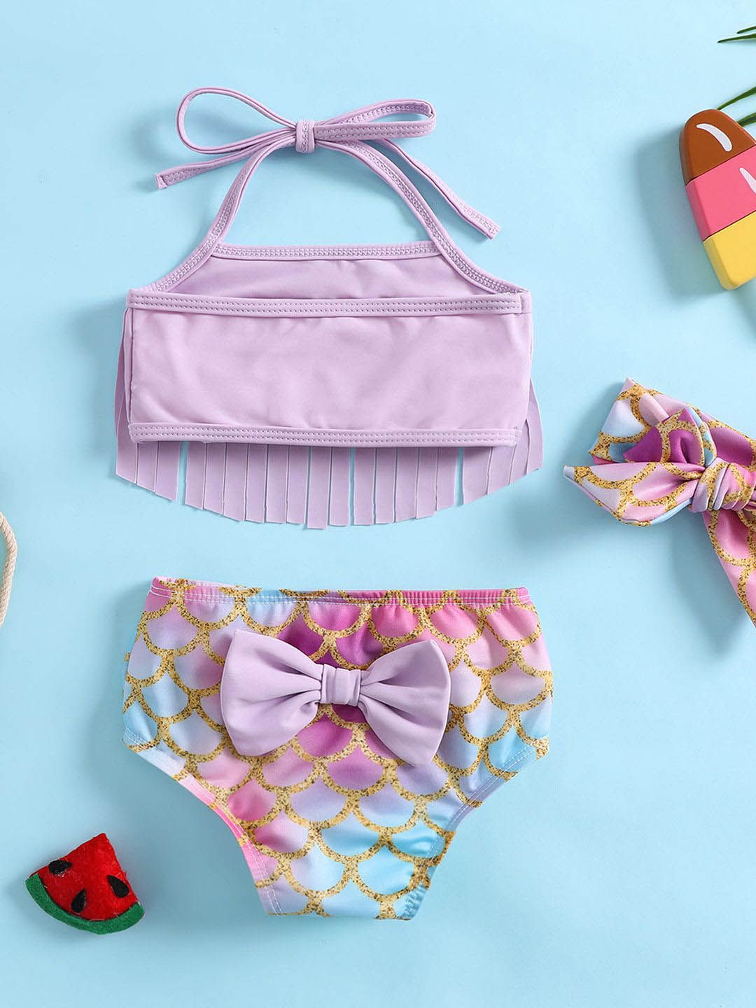 YK Infant Girls Printed Top & Briefs Swim Set