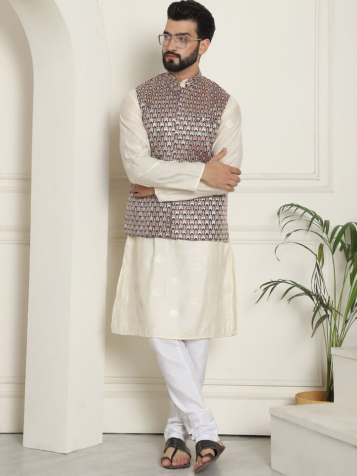 SOJANYA LUXE Men Embroidered Mandarin Collar Nehru Jackets