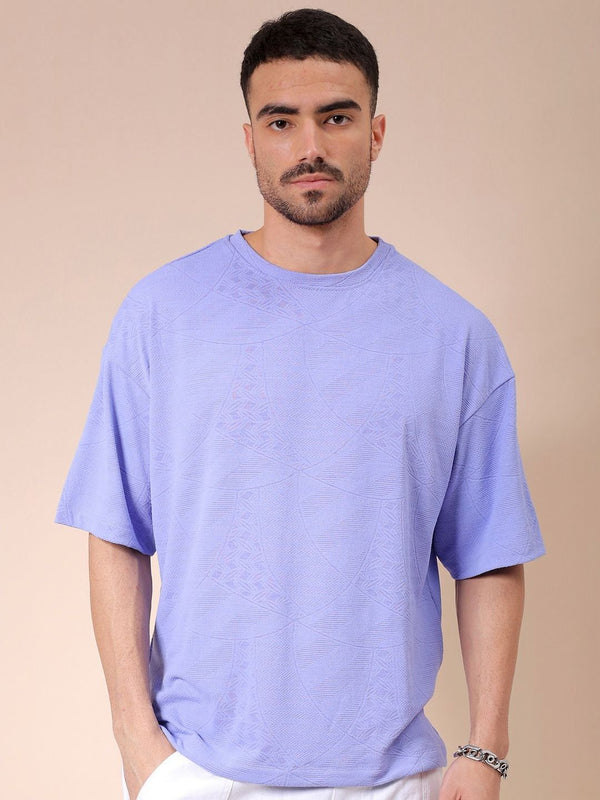 The Indian Garage Co Men Self Design Round Neck Oversized T-shirt