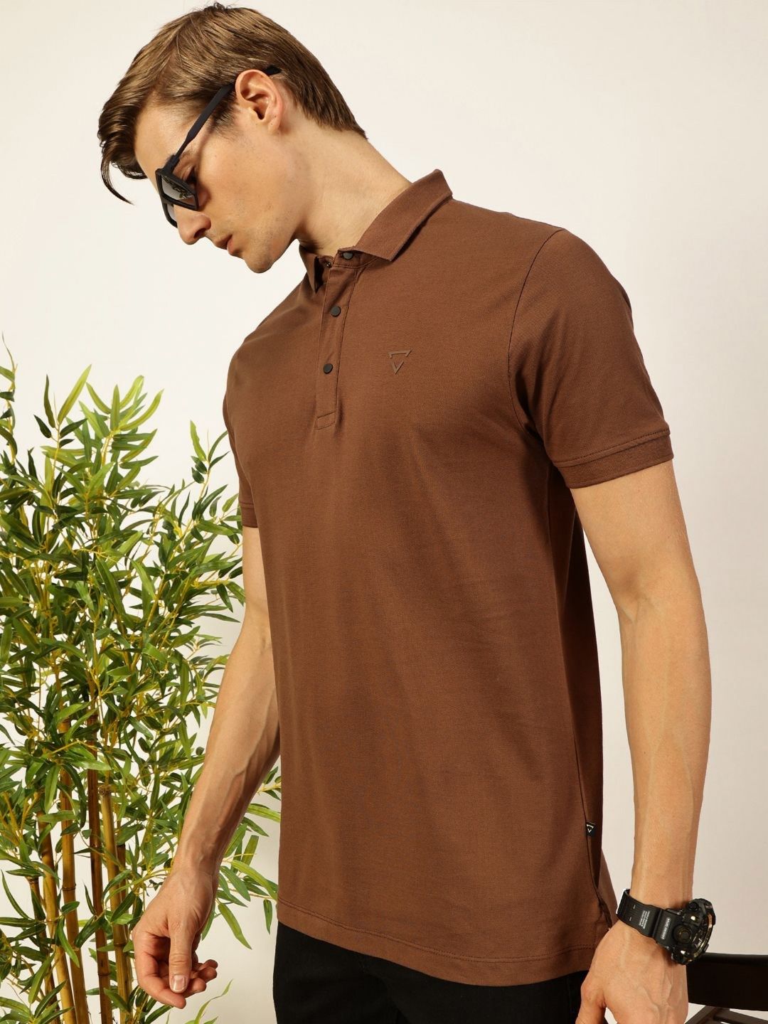 Thomas Scott Men Solid Polo Collar Pure Cotton T-shirt