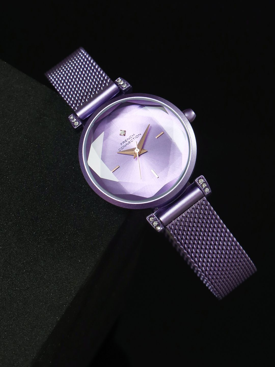 French Connection Women Embellished Dial & Stainless Steel Bracelet Style Straps Analogue Watch FCU5LM