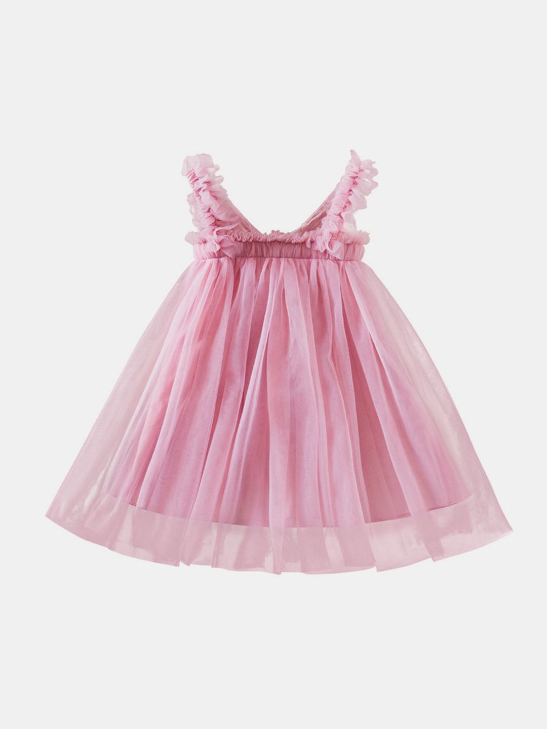 YK Girls Self Design V-Neck Fit & Flare Dress