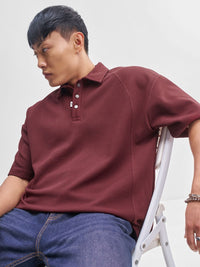 Highlander Polo Collar Drop-Shoulder Lengan T-Shirt Besar