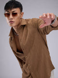 VASTRADO Men Classic Cutaway Collar Textured Slim Fit Casual Shirt