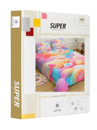 KLOTTHE Pink Cartoon Characters Printed   400 TC King Superfine Bedsheets