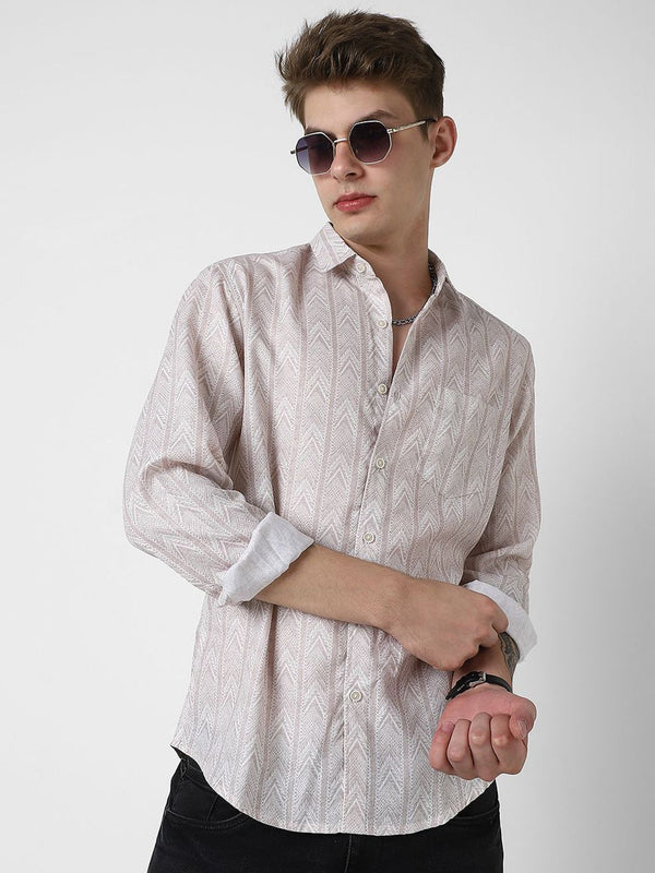 VASTRADO Men Classic Slim Fit Opaque Printed Casual Shirt