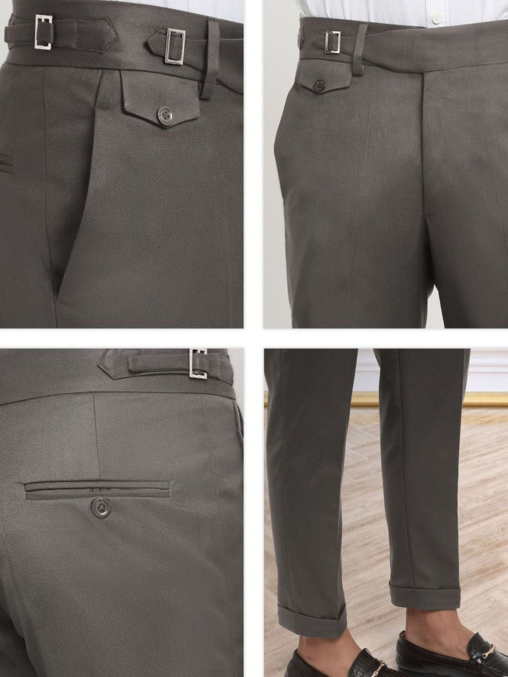 KLOTTHE Men's Brown Cotton Rich Solid Slim Fit Gurkha pants
