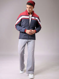 The Indian Garage Co Men High Neck Colourblocked Puffer Jacket
