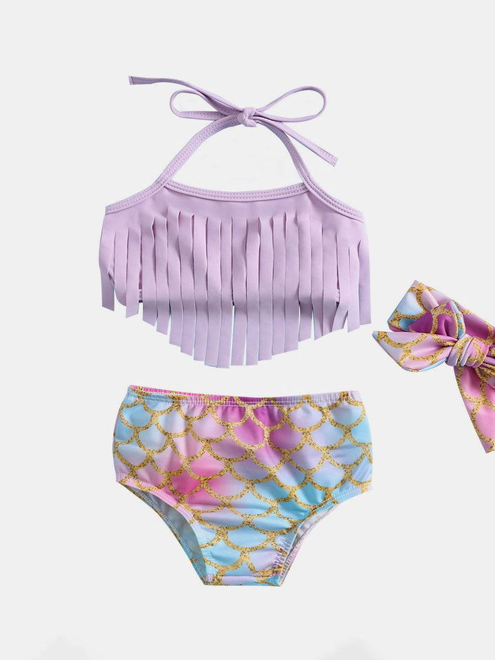 YK Infant Girls Printed Top & Briefs Swim Set