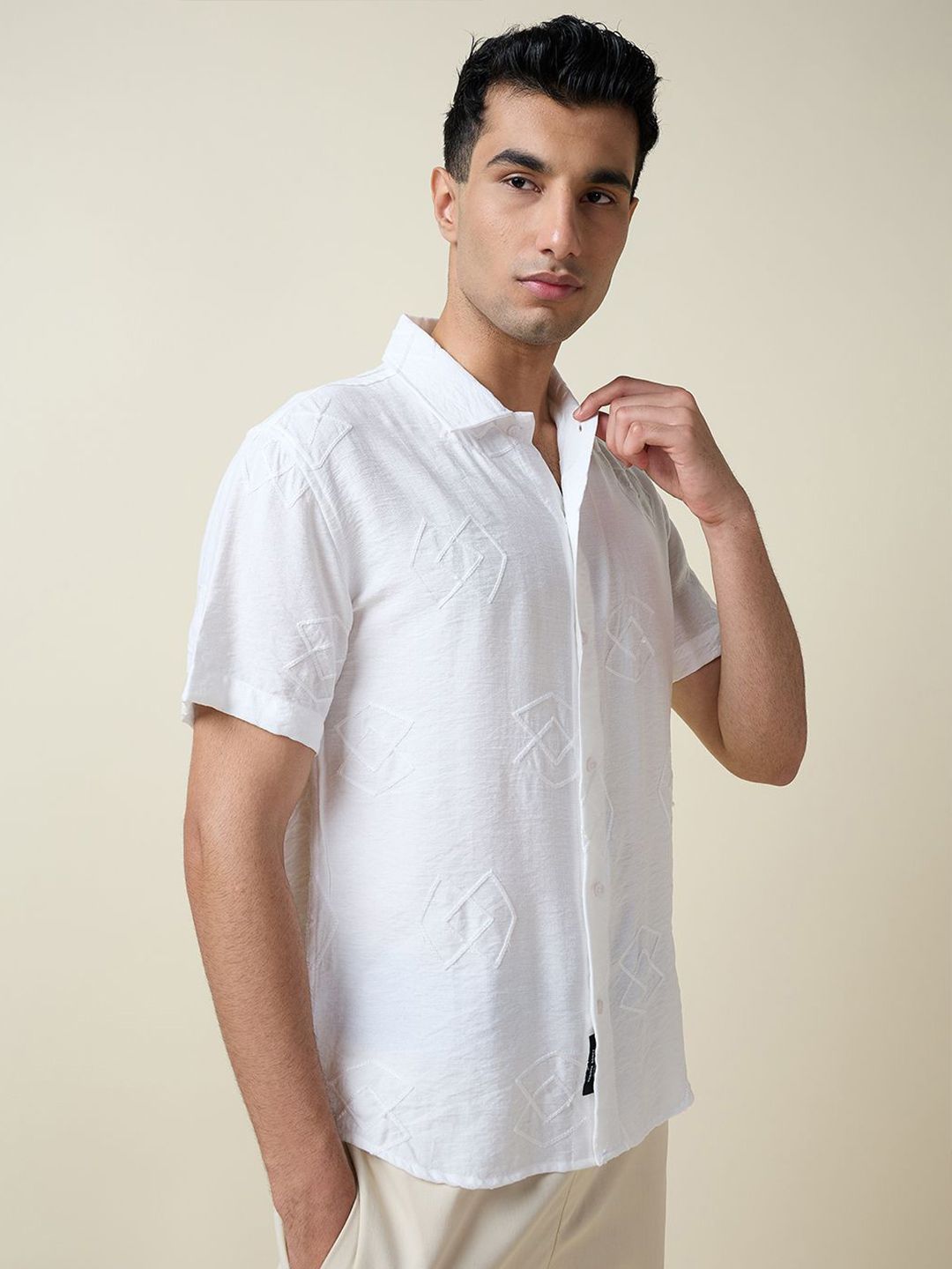 Thomas Scott Men Embroidered Regular Fit Casual Shirt