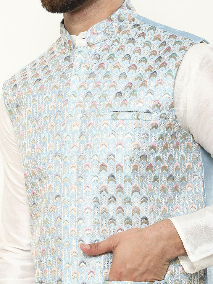 SOJANYA LUXE Men Embroidered Mandarin Collar Nehru Jackets