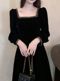 Pakaian Lengan Puff Dressberry Fit & Flare