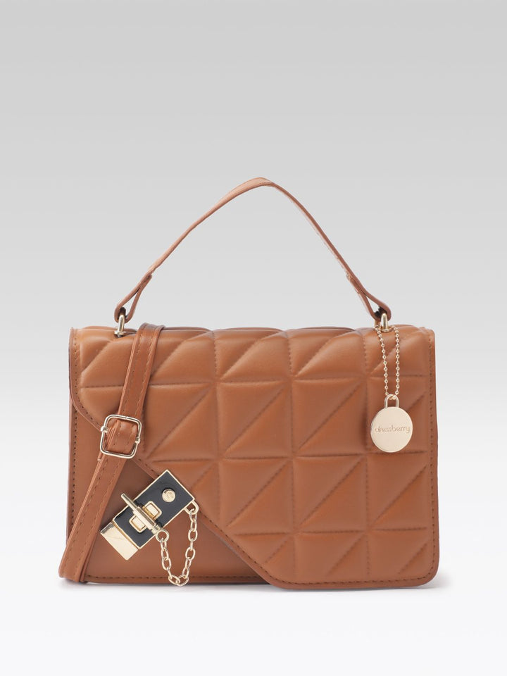 DressBerry Quilted Structured Satchel Bag