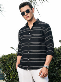 Thomas Scott Men Premium Slim Fit Striped Casual Shirt