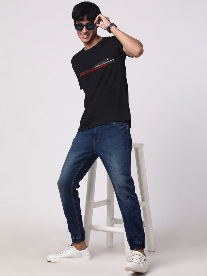 Pek ADRO Lelaki dengan 3 T-shirt Kapas Leher Bulat Bercetak Grafik