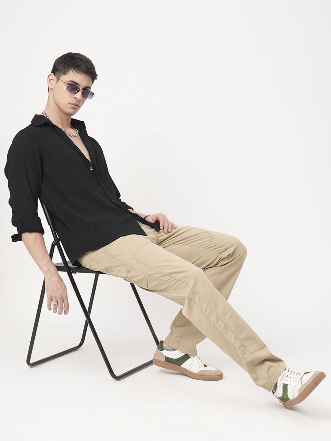 VASTRADO Men Classic Fit Spread Collar Solid Cotton Casual Shirt