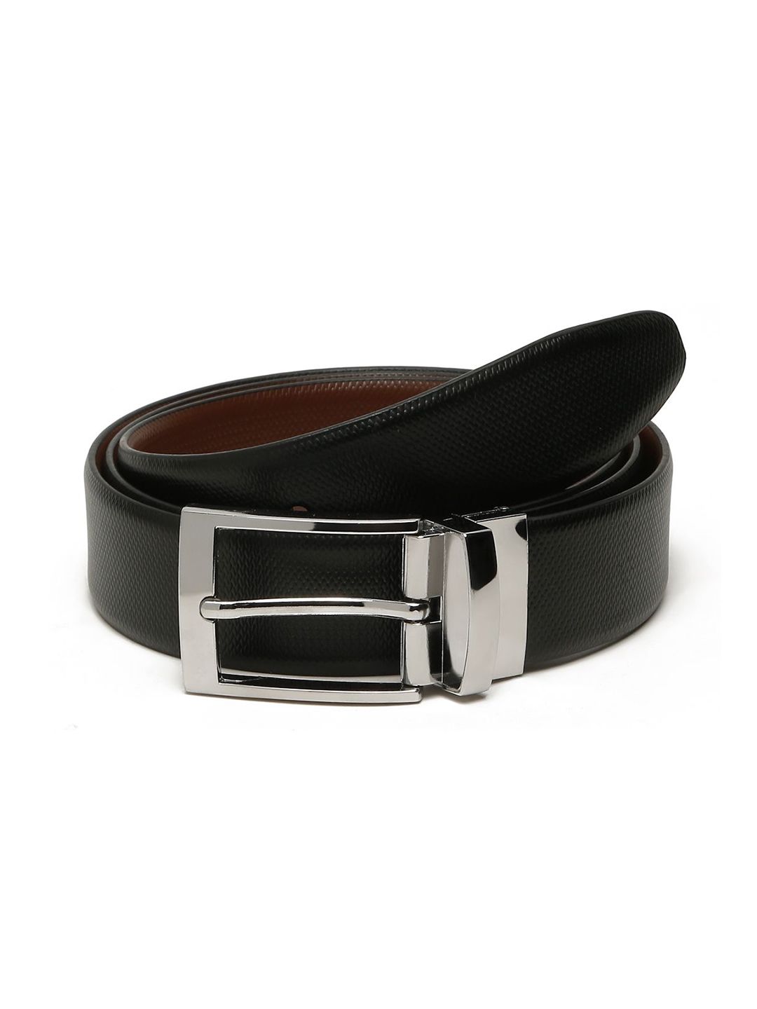 Teakwood Leathers Men Textured Leather Reversible Formal Belt