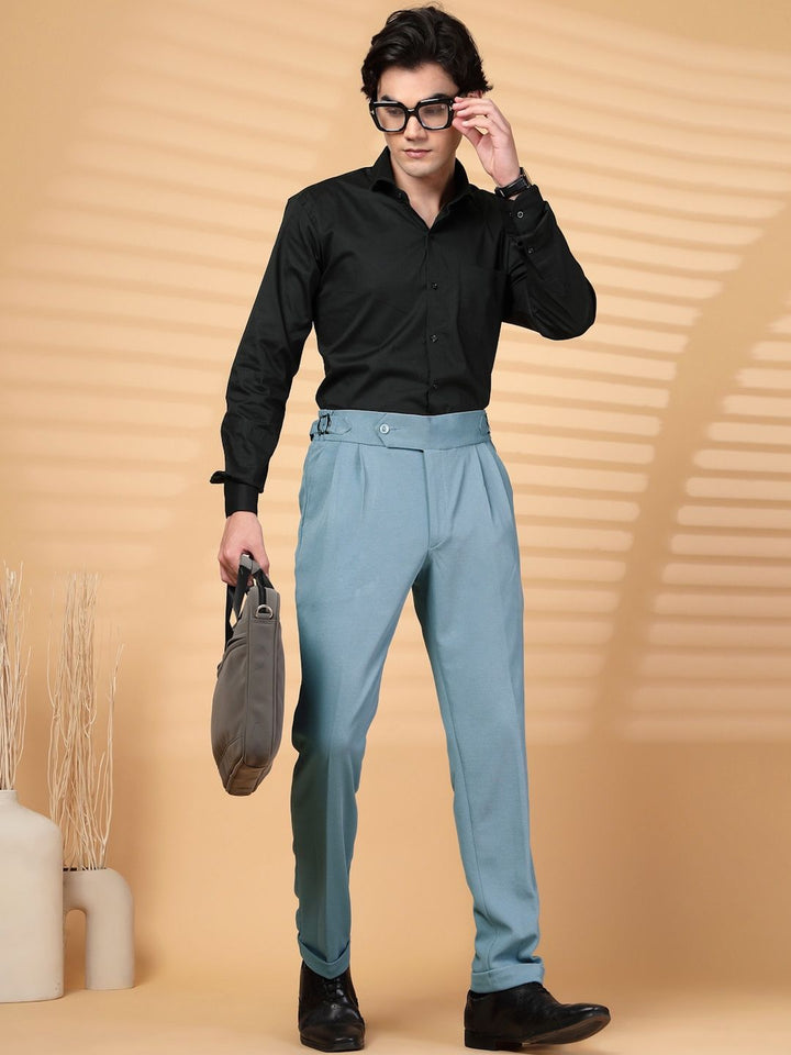 KLOTTHE Men Grey Lycra Formal Formal Trousers