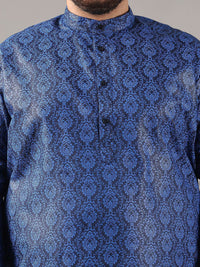 SOJANYA PLUS Plus Size Men Ethnic Motifs Printed Band Collar Straight Kurta With Pyjamas