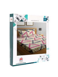 Myntra Elegant Homes White & Pink Geometric 300 TC King Cadar dengan 2 Sarung Bantal
