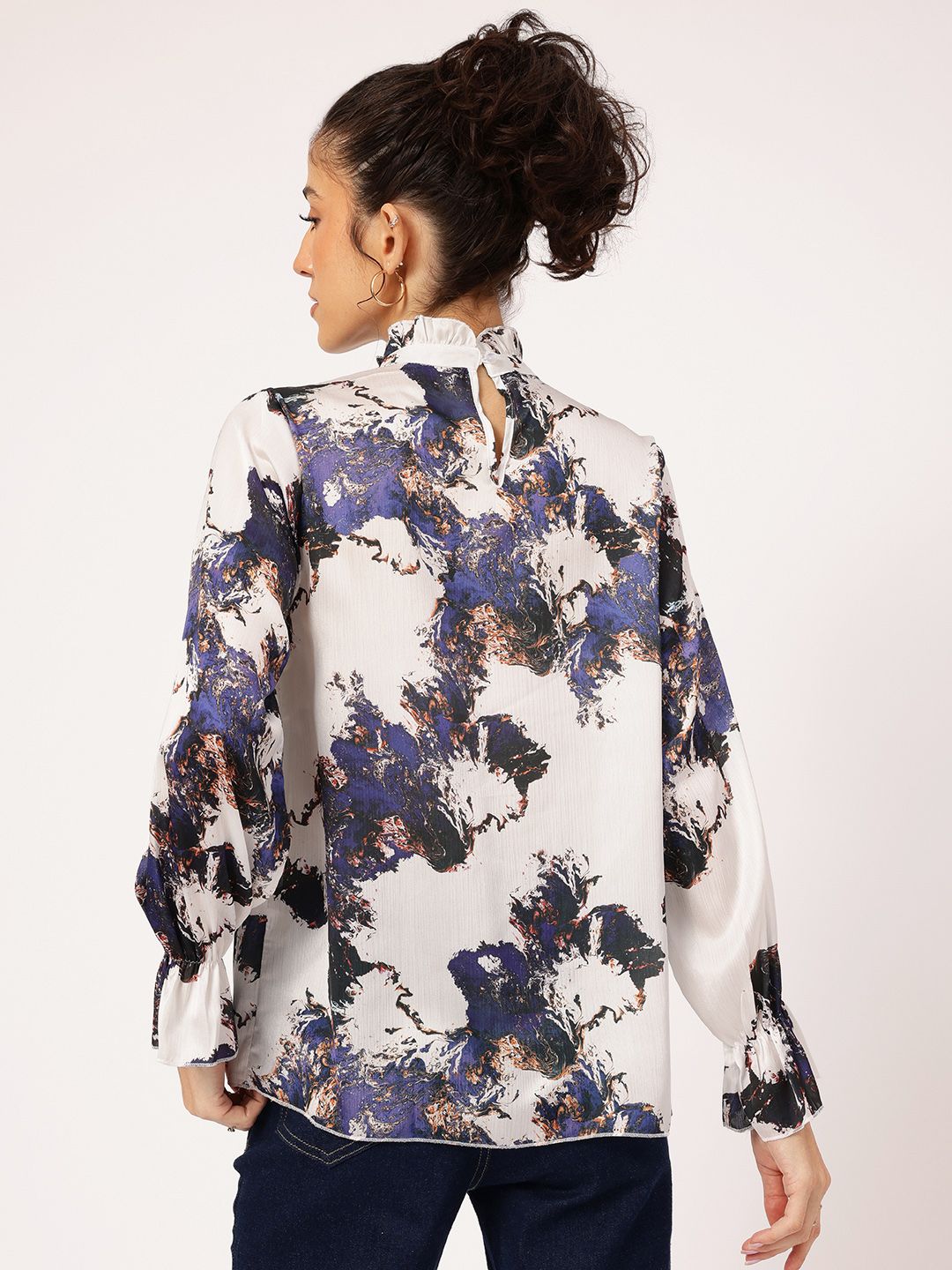 DressBerry Abstract Affection Printed Bell Sleeve Top